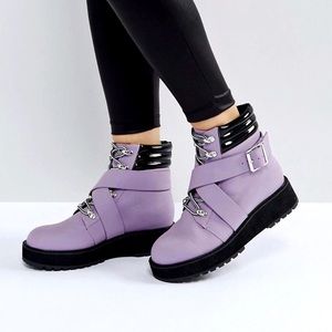 Asos lavender purple hiking combat Moto boots